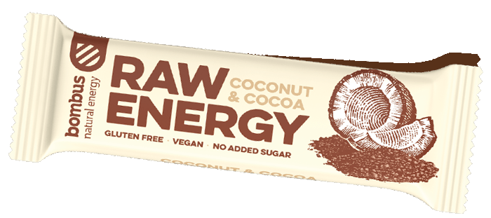 Batoane BOMBUS Raw energy - Coconut+Cocoa 50g
