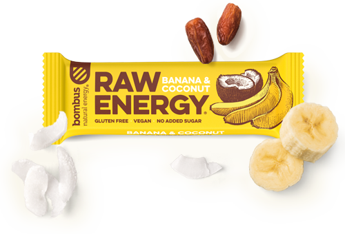 Batoane BOMBUS RAW ENERGY Banana&Coconut 50g