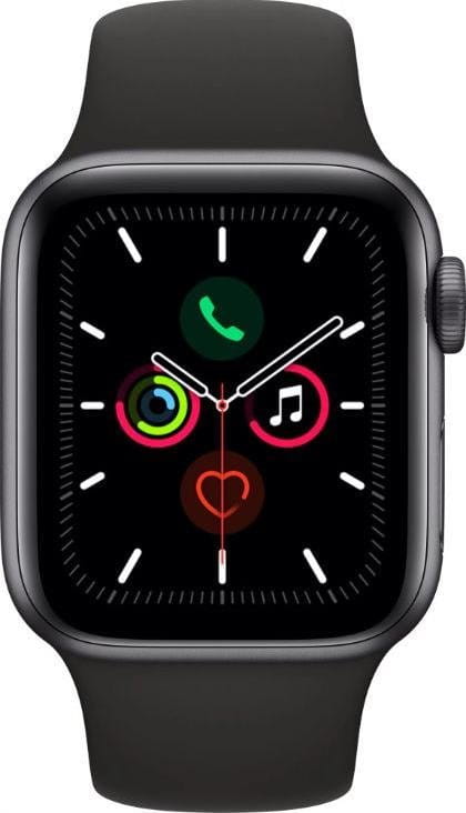Ceas Apple Watch Series 5 GPS, 40mm Space Grey Aluminium Case with Black Sport Band
