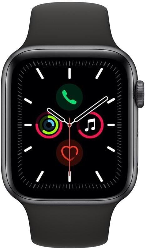Ceas Apple Watch Series 5 GPS, 44mm Space Grey Aluminium Case with Black Sport Band